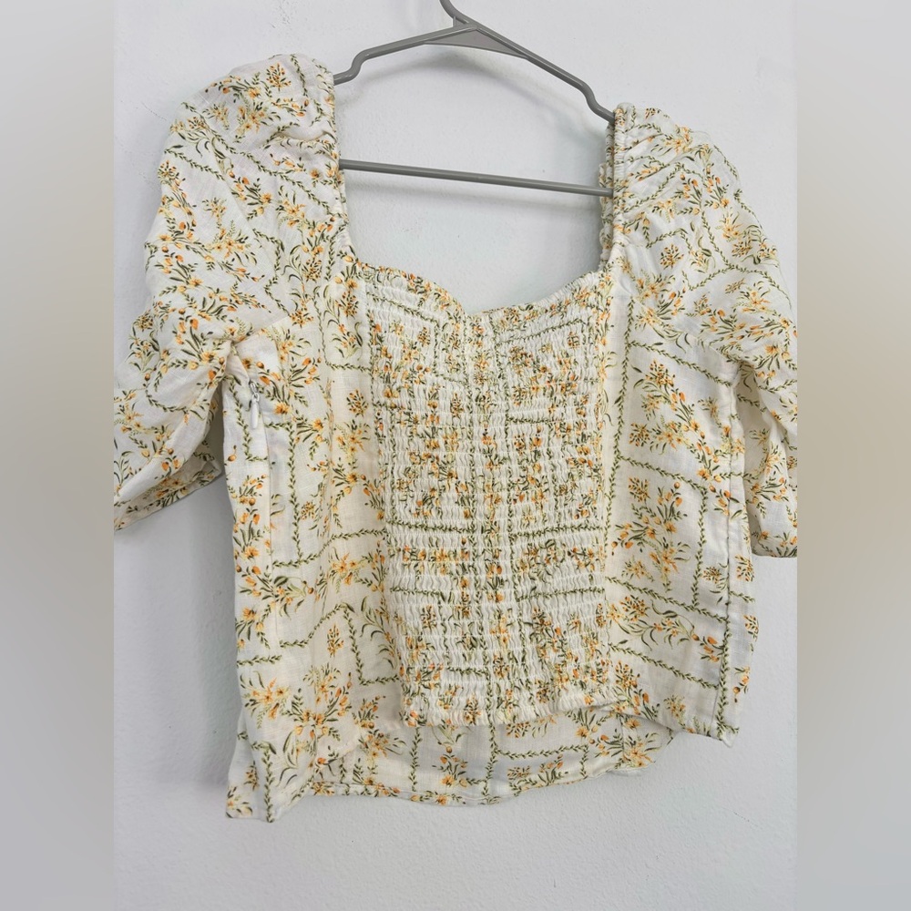 Joie NWT 100% linen floral print blouse Sz Medium - Picture 7 of 8